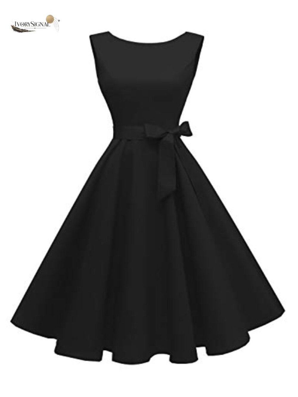 Vintage 1950s Sleeveless Cocktail Dress Boatneck A-Line with Belt